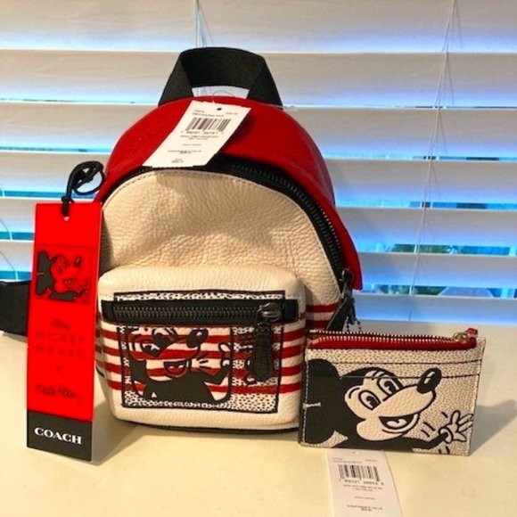 Coach Disney Mickey Mouse Keith Haring Backpack AND Wallet - NWT - Picture 1 of 11